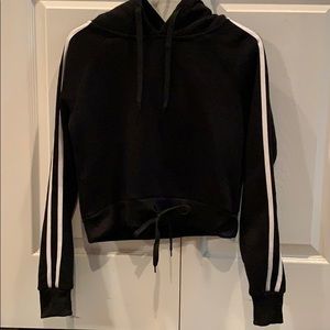 black & white cropped hoodie